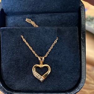 14k gold open heart necklace with diamonds